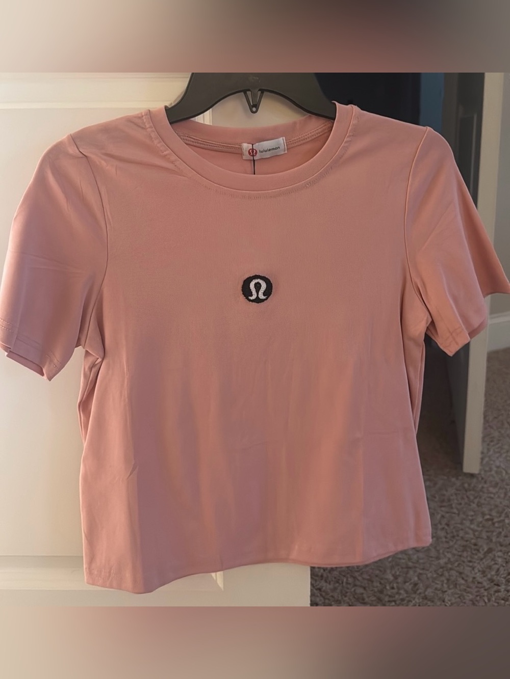 Lululemon Pink Logo regular crop Tee
